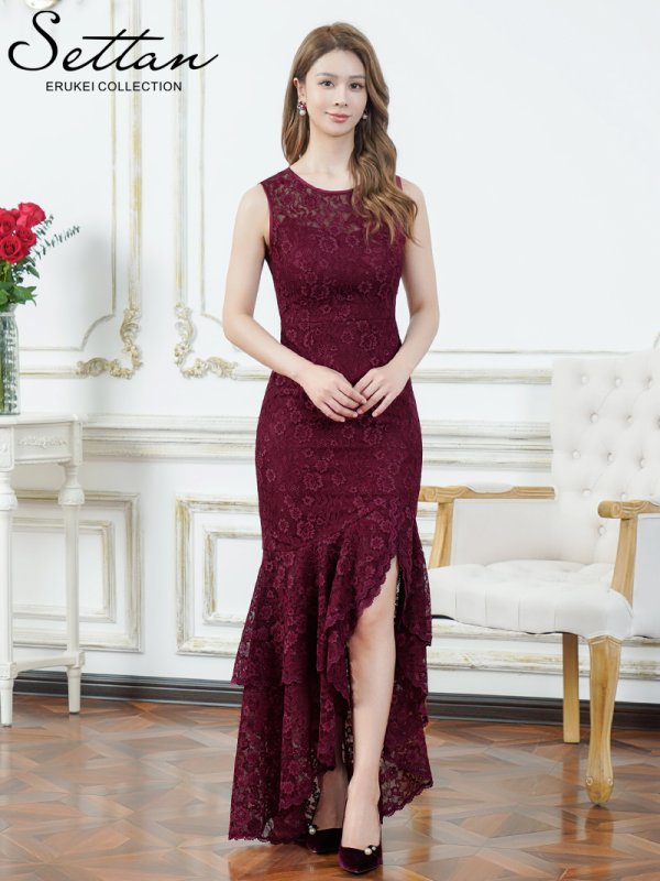 ワインレッド　モデル：Aoli　身長：162cm 着用サイズ：7号(Sサイズ)