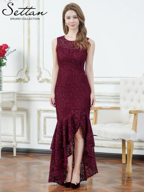 ワインレッド　モデル：Aoli　身長：162cm 着用サイズ：7号(Sサイズ)