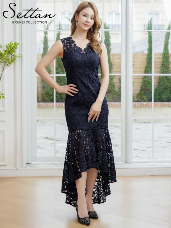 ネイビー　モデル：Aoli　身長：162cm 着用サイズ：7号(Sサイズ)