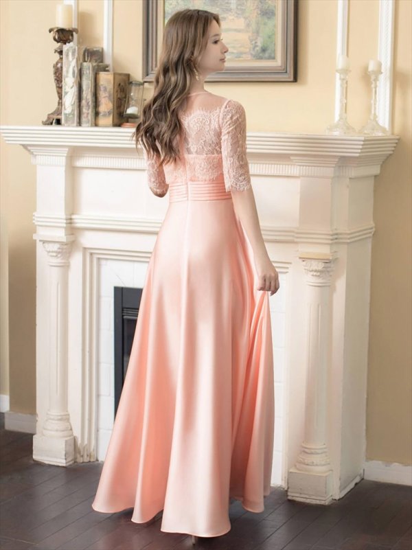 画像36: XS-Lサイズあり【SETTAN/セッタン】ワンカラー/ レース切替/ 袖あり/ 半袖/ ロング/ キャバドレス long[OF2]