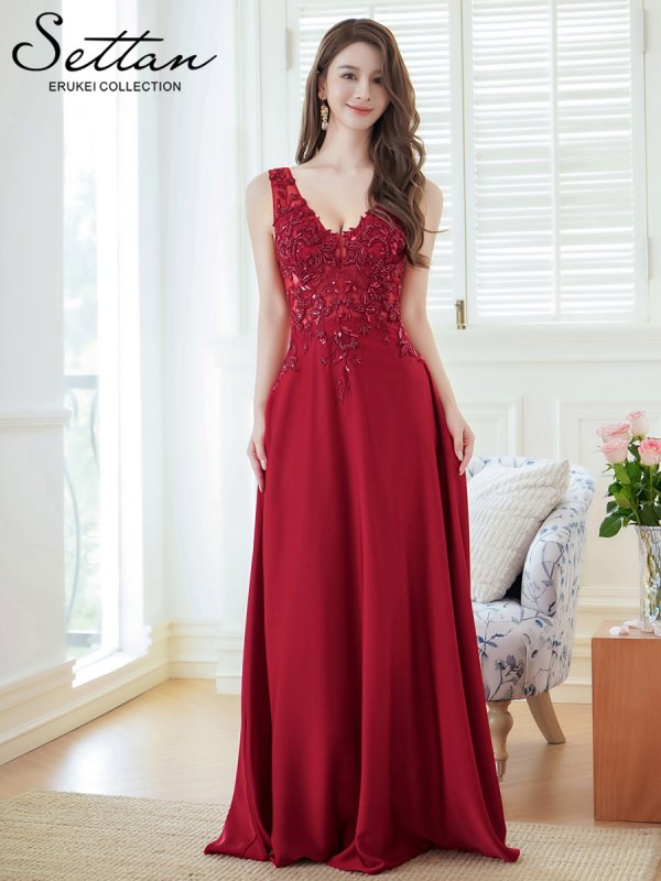 画像5: XS-Lサイズあり【SETTAN/セッタン】スパンコール/ ビーズ刺繍/ シアー/ ノースリーブ/ フレア/ Aライン/ ロングドレス / キャバドレス long[OF2]