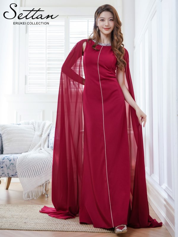 ワインレッド モデル:Qiqi 身長:160cm 着用サイズ:7号(Sサイズ)