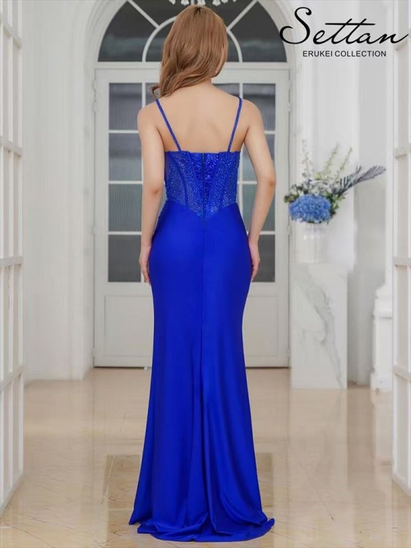 画像10: XS-Lサイズあり【SETTAN/セッタン】ラインストーン/ ウエストシアー/ ストレッチ/ キャミソール/ スリット/ ロングドレス / キャバドレス long[OF2]