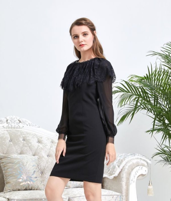 画像3: 【ERUKEI エルケイ】ショルダーレース/首元ビジュー/ミニドレス /キャバドレス[OF2]