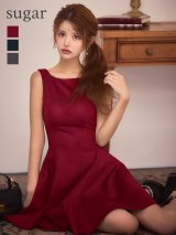 XS-Lサイズあり【ERUKEI エルケイ】バックオープン/ シンプル/ ワンカラー/ リボン/ ボートネック/ Aライン/ フレア/ ミニドレス/ キャバドレス[OF2]