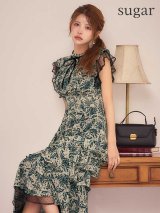 XS-Lサイズあり【SETTAN/セッタン】ペイズリー柄/ シフォン/ フリルスリーブ/ ティアード/ Aライン/ 膝丈/ ワンピース/ ミディアムドレス/ キャバドレス[OF2]