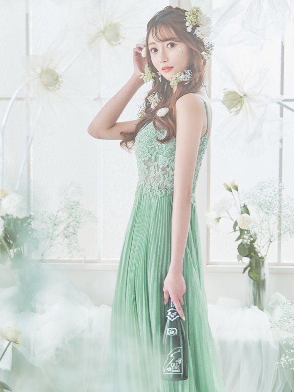 画像12: XS-Lサイズあり【SETTAN/セッタン】ワンカラー/ キャミソール/ 刺繍/ シアー/ ラメ/ プリーツ/ Aライン/ ロングドレス / キャバドレス long[OF2]