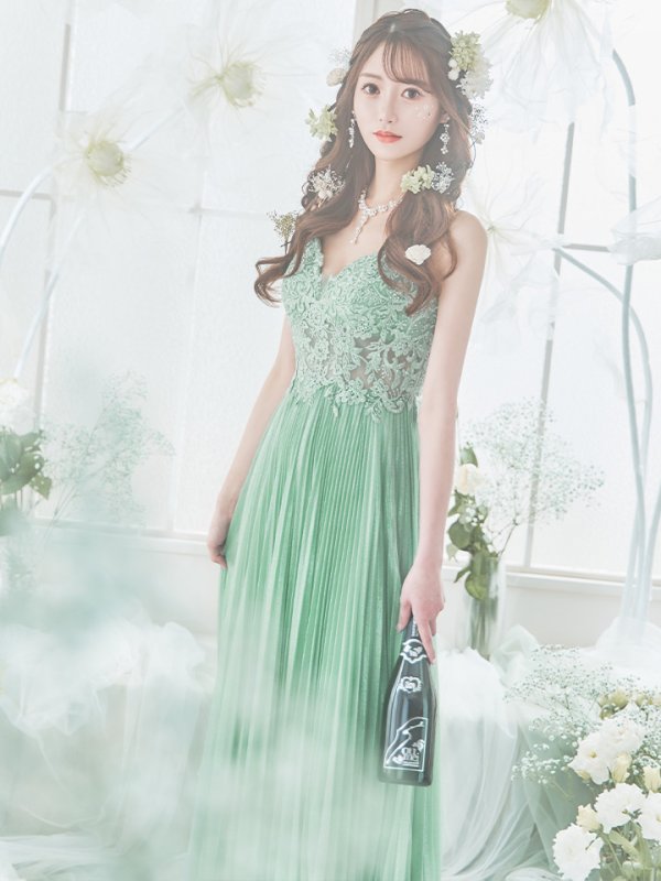 画像10: XS-Lサイズあり【SETTAN/セッタン】ワンカラー/ キャミソール/ 刺繍/ シアー/ ラメ/ プリーツ/ Aライン/ ロングドレス / キャバドレス long[OF2]