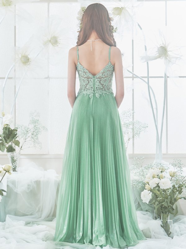 画像23: XS-Lサイズあり【SETTAN/セッタン】ワンカラー/ キャミソール/ 刺繍/ シアー/ ラメ/ プリーツ/ Aライン/ ロングドレス / キャバドレス long[OF2]