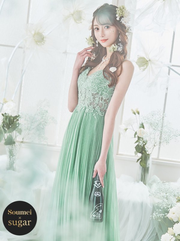 画像9: XS-Lサイズあり【SETTAN/セッタン】ワンカラー/ キャミソール/ 刺繍/ シアー/ ラメ/ プリーツ/ Aライン/ ロングドレス / キャバドレス long[OF2]