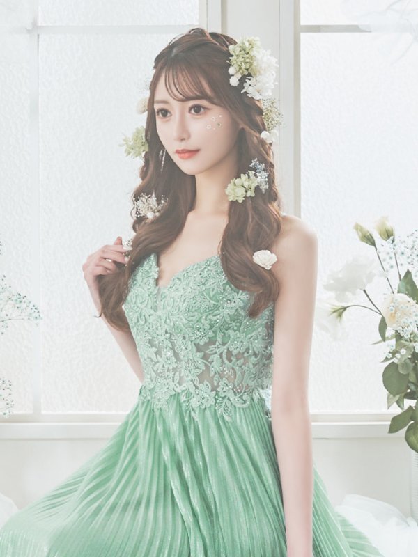 画像19: XS-Lサイズあり【SETTAN/セッタン】ワンカラー/ キャミソール/ 刺繍/ シアー/ ラメ/ プリーツ/ Aライン/ ロングドレス / キャバドレス long[OF2]