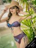 画像2: SALE！【ビキニ】【水着】バンドゥハイウエストモーヴパープルフラワービキニ[YMT] (2)