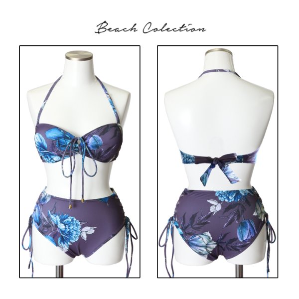 画像9: 【即日発送】【水着セール】【ビキニ】【水着】バンドゥハイウエストモーヴパープルフラワービキニ[YMT]