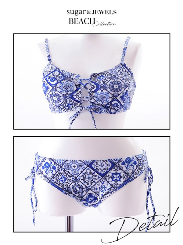 画像11: 【即日発送】SALE！【ビキニ】【水着】フロントレースアップパネル柄ビキニ[YMT]