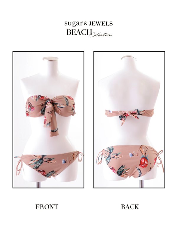 画像14: 【即日発送】【ビキニ】【水着】フロントリボンバンドゥフラワービキニ/カーディガン[YMT]