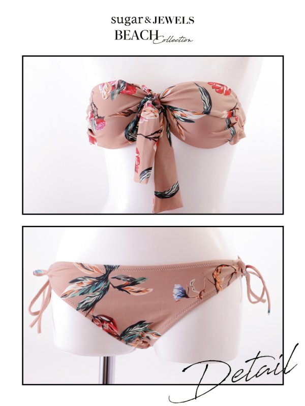 画像15: 【即日発送】【ビキニ】【水着】フロントリボンバンドゥフラワービキニ/カーディガン[YMT]