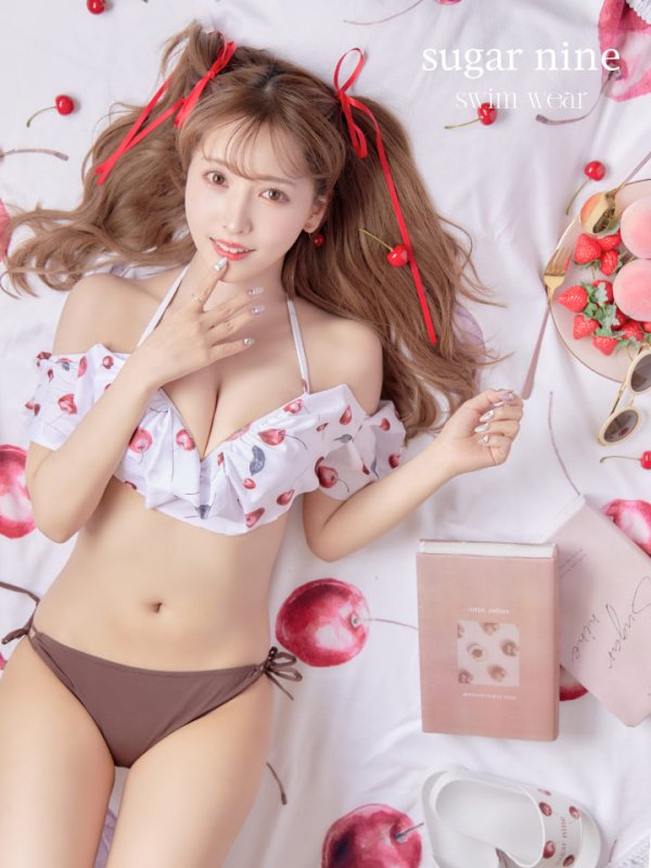 画像2: 【ビキニ】【水着】フリルショルダーさくらんぼビキニ[YMT]