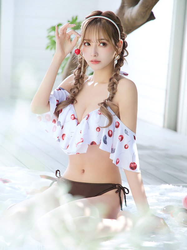 画像14: 【即日発送】【ビキニ】【水着】フリルショルダーさくらんぼビキニ[YMT]