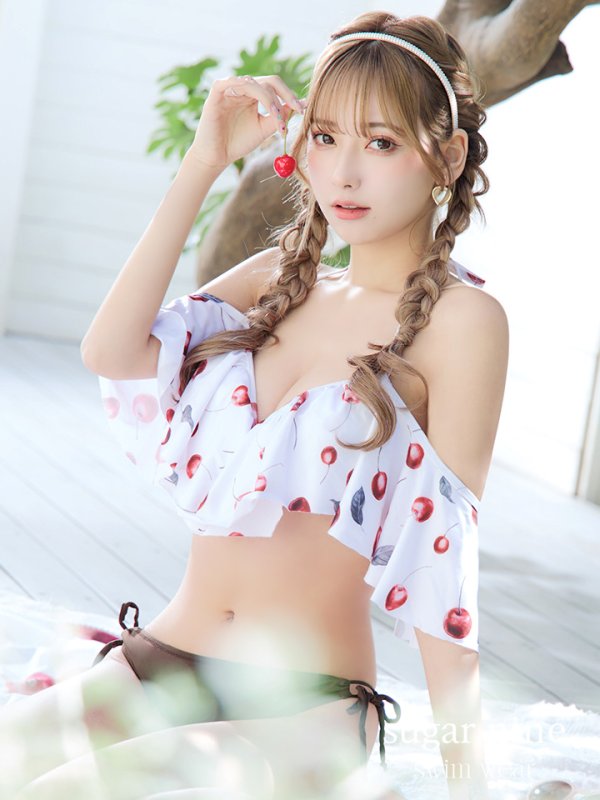 画像9: 【即日発送】【ビキニ】【水着】フリルショルダーさくらんぼビキニ[YMT]