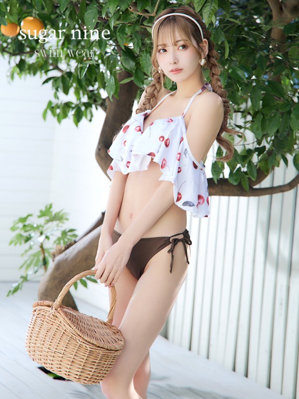 画像3: 【即日発送】【ビキニ】【水着】フリルショルダーさくらんぼビキニ[YMT]