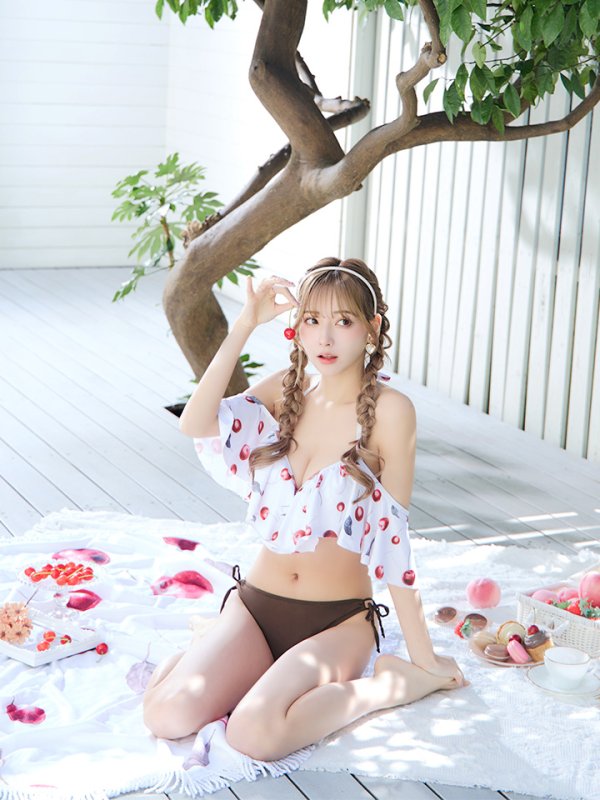 画像12: 【即日発送】【ビキニ】【水着】フリルショルダーさくらんぼビキニ[YMT]