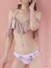 画像14: 値下げ！【ビキニ】【水着】オフショル/ フリルショルダー/ バンドゥ/ フロントリボン/ フラワービキニ[YMT]