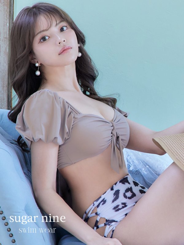 画像3: 【即日発送】【ビキニ】【水着】袖ありギャザーダルメシアンビキニ[YMT]