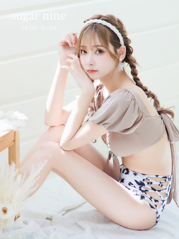 画像2: 【ビキニ】【水着】袖ありギャザーダルメシアンビキニ[YMT]