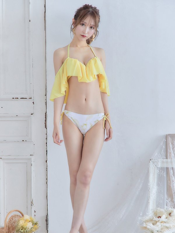 画像4: 【即日発送】【ビキニ】【水着】フリルショルダーフラワービキニ[YMT]