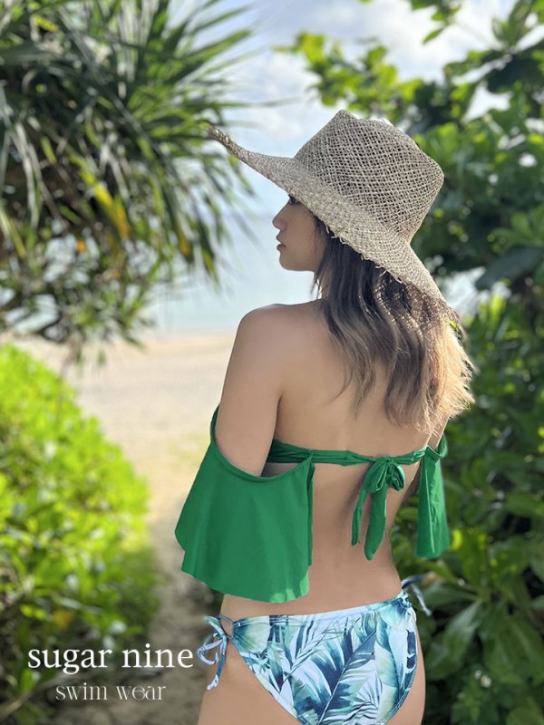 画像3: 【即日発送】SALE！【ビキニ】【水着】フリルショルダーリーフ柄ビキニ[YMT]