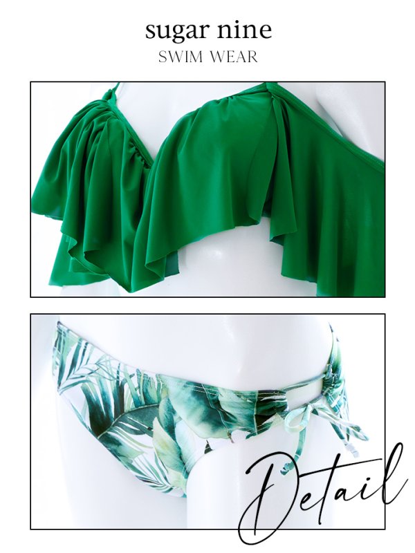 画像11: 【即日発送】SALE！【ビキニ】【水着】フリルショルダーリーフ柄ビキニ[YMT]