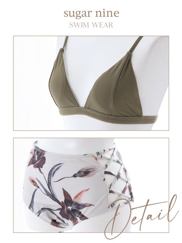 画像14: 【即日発送】【水着セール】【ビキニ】【水着】ボタニカル柄ハイウエストビキニ[YMT]