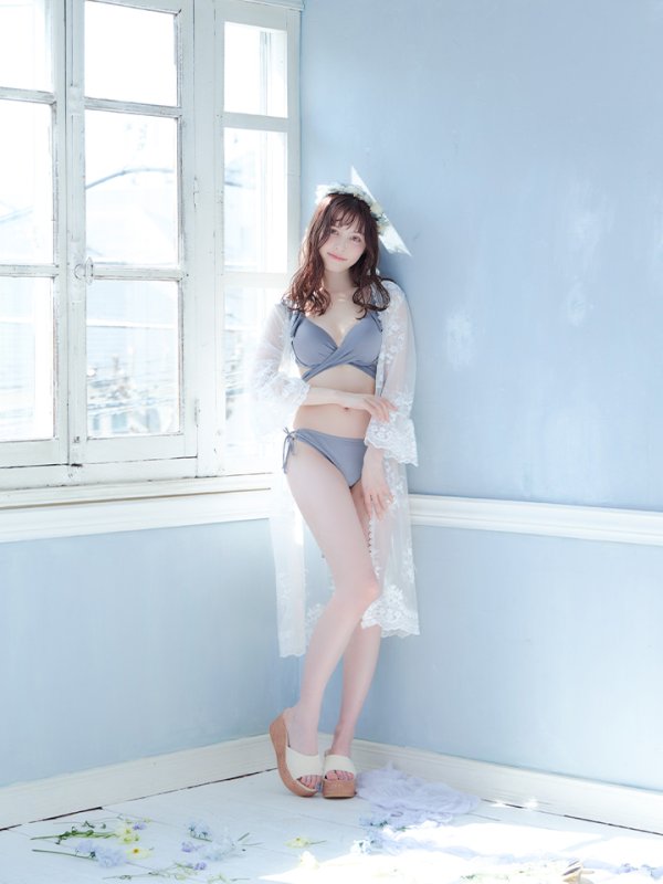 画像22: 【即日発送】【ビキニ】【水着】ショルダーフリルクロスビキニ/無地/シンプル[YMT]