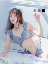 【ノベルティ対象】【ビキニ】【水着】ショルダーフリルクロスビキニ/無地/シンプル【一部予約/6月上旬発送予定】[OF03C]