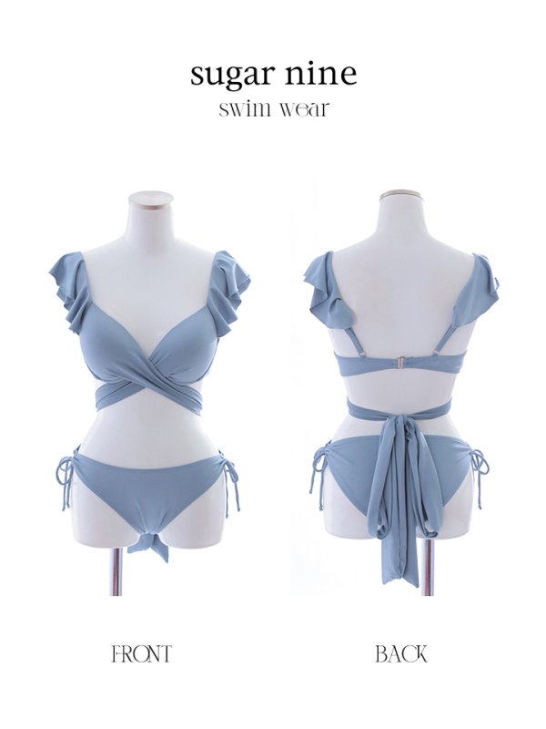 画像47: 【即日発送】【ビキニ】【水着】ショルダーフリルクロスビキニ/無地/シンプル[YMT]