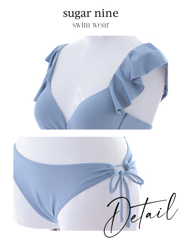 画像48: 【即日発送】【ビキニ】【水着】ショルダーフリルクロスビキニ/無地/シンプル[YMT]