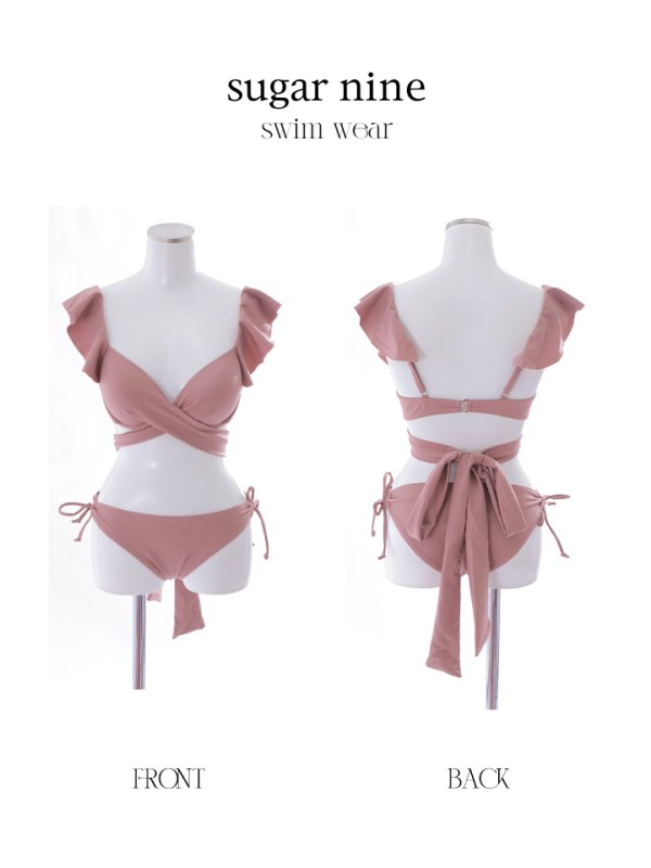 画像49: 【即日発送】【ビキニ】【水着】ショルダーフリルクロスビキニ/無地/シンプル[YMT]