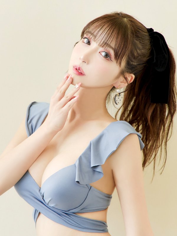 画像11: 【即日発送】【ビキニ】【水着】ショルダーフリルクロスビキニ/無地/シンプル[YMT]