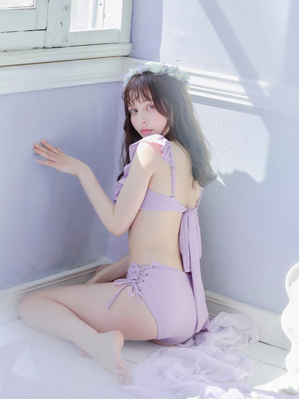 画像21: 【即日発送】【水着セール】【ビキニ】【水着】フリルショルダービキニ/ハイウエスト/無地/シンプル[YMT]