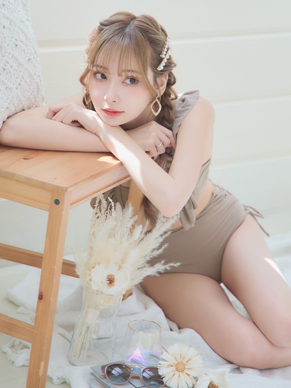 画像41: 【即日発送】【水着セール】【ビキニ】【水着】フリルショルダービキニ/ハイウエスト/無地/シンプル[YMT]