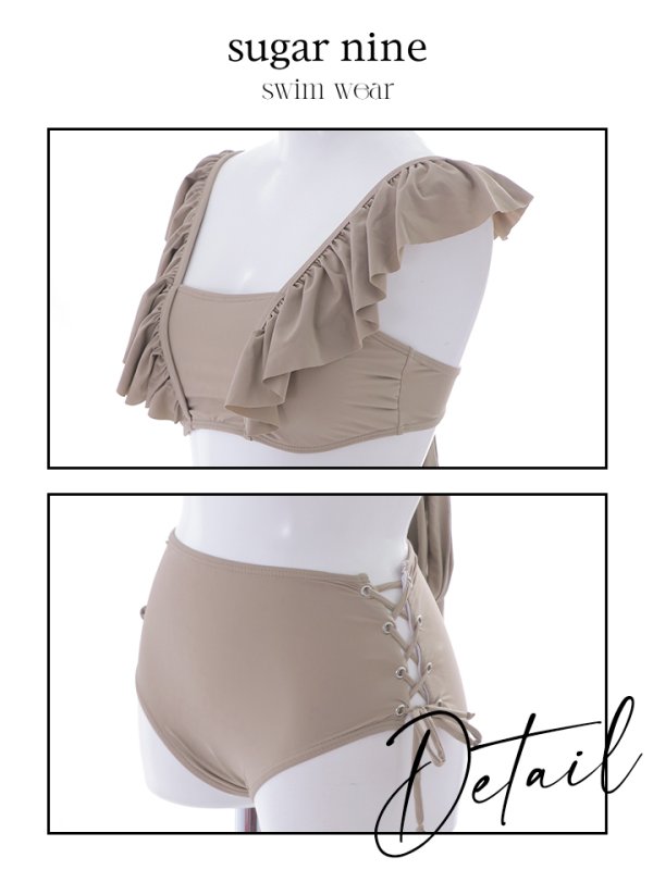 画像43: 【即日発送】【水着セール】【ビキニ】【水着】フリルショルダービキニ/ハイウエスト/無地/シンプル[YMT]