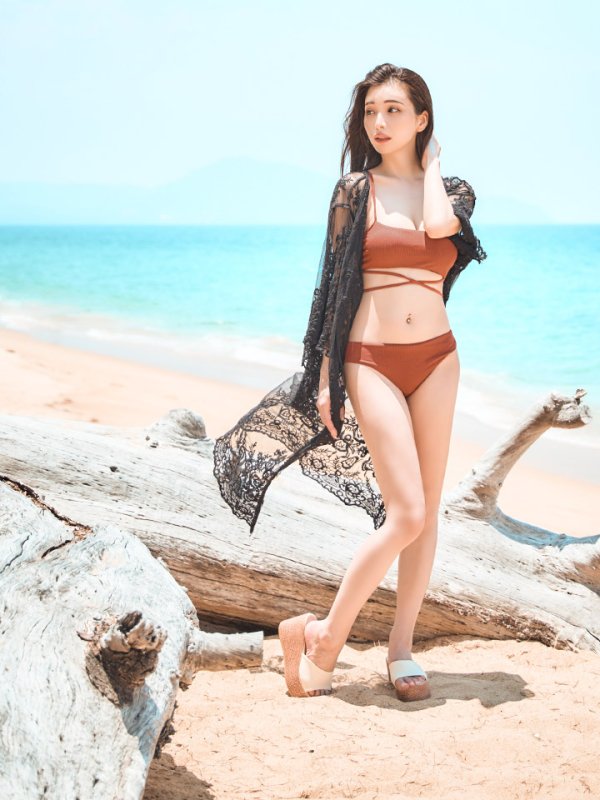 画像3: 【即日発送】【ビキニ】【水着小物：カーディガン】ロングスリーブレースカーディガン[YMT]