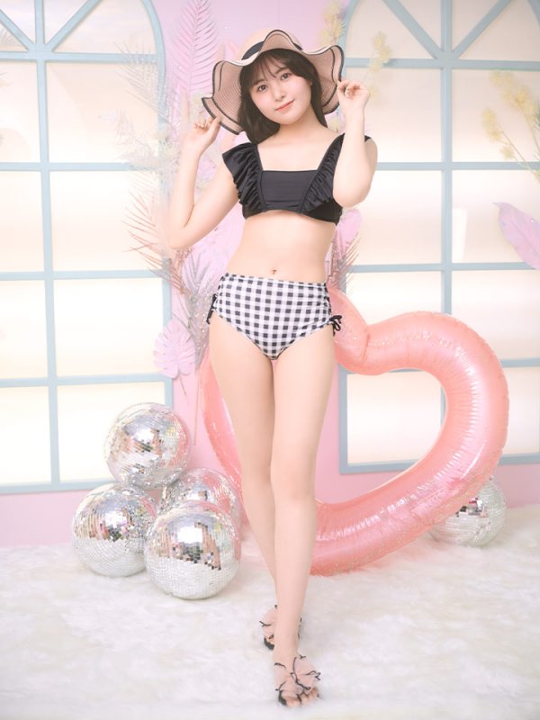 画像4: 【即日発送】【水着セール】【ビキニ】【水着】ギンガムフリルビキニ[M190-SW-23PY][YMT]