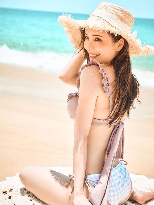 画像12: 【即日発送】【ビキニ】【水着】フリルx千鳥ビキニ[YMT]