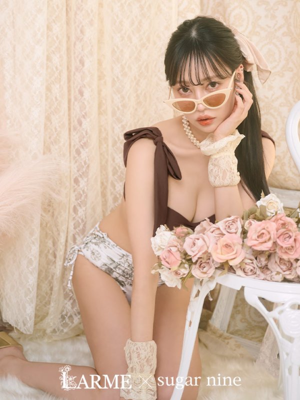 画像2: 【ビキニ】【水着】トワルドジュイ柄 / ショルダーリボンビキニ[YMT][M194-HS-23NN]