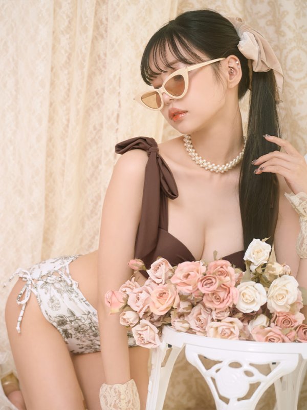 画像5: 【即日発送】【水着セール】【ビキニ】【水着】トワルドジュイ柄 / ショルダーリボンビキニ[YMT][M194-HS-23NN]