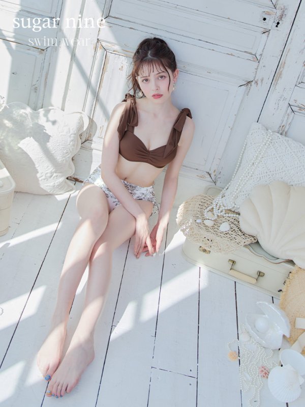 画像1: 【ビキニ】【水着】トワルドジュイ柄 / ショルダーリボンビキニ[YMT][M194-HS-23NN]