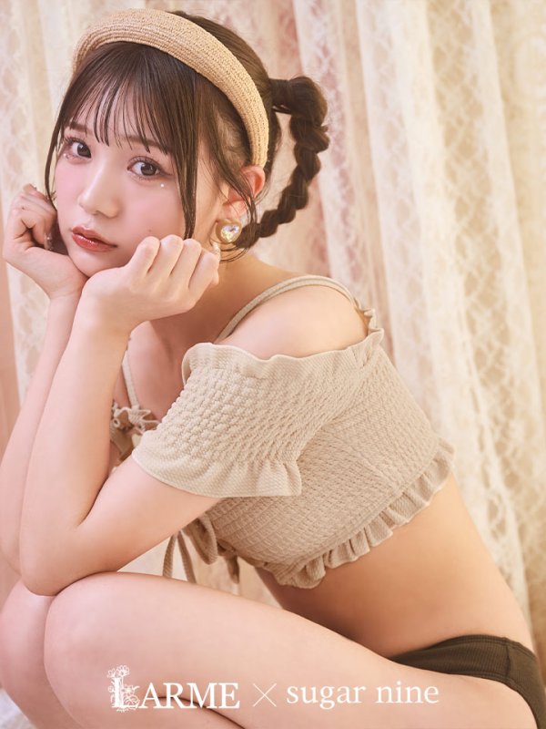 画像3: 【即日発送】【水着セール】【ビキニ】【水着】オフショルビキニ /無地/シャーリング/ニット/2点セット[YMT]