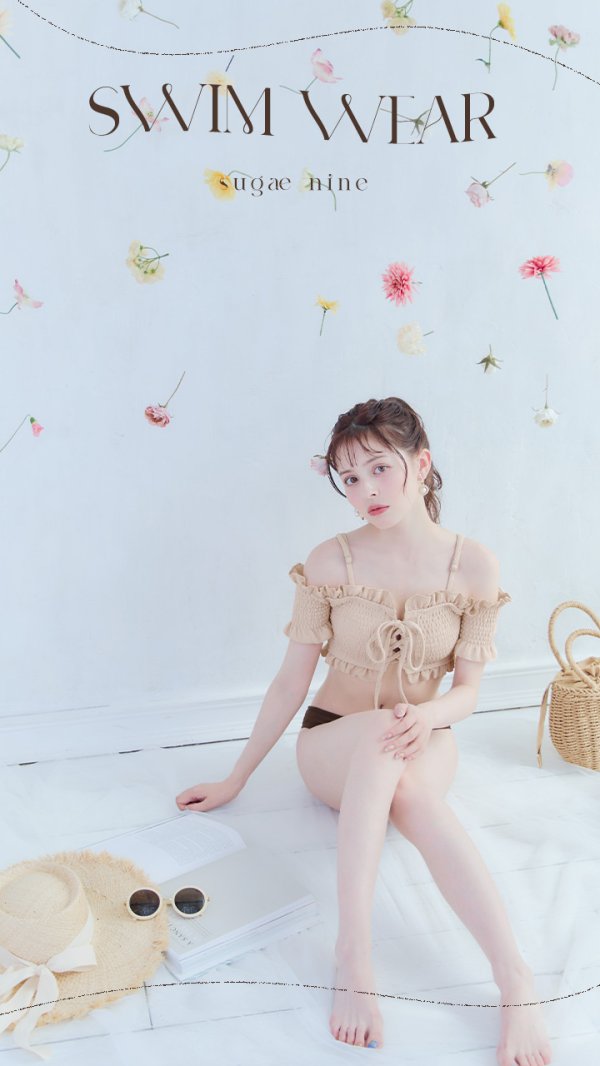 画像17: 【即日発送】【水着セール】【ビキニ】【水着】オフショルビキニ /無地/シャーリング/ニット/2点セット[YMT]