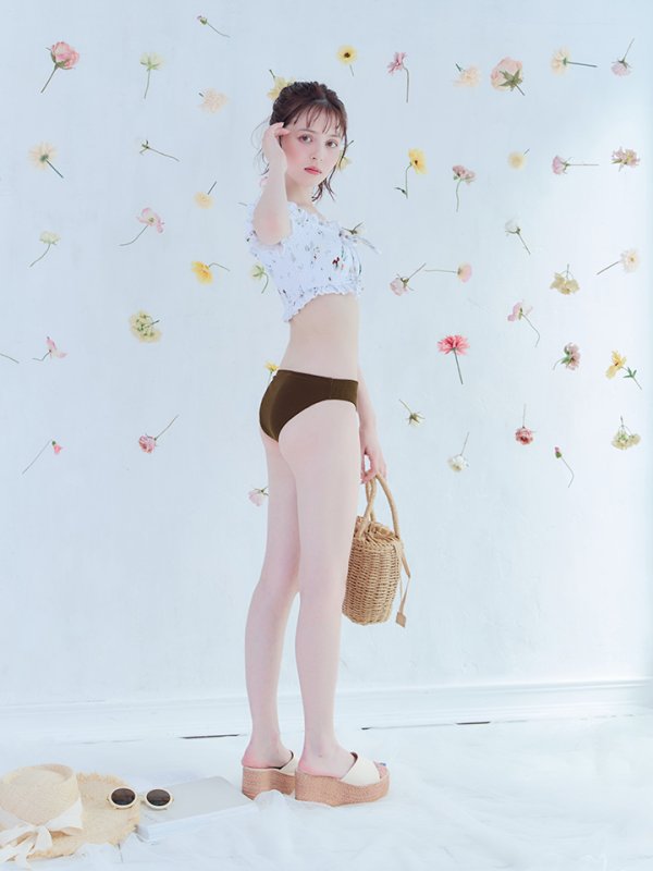 画像11: 【即日発送】【ビキニ】【水着】オフショルビキニ /花柄/シャーリング/ニット/2点セット[YMT]